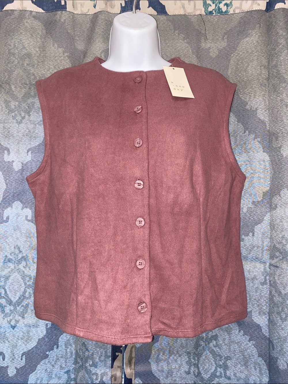 a new day Dusty Rose Button-Front Sleeveless Tank